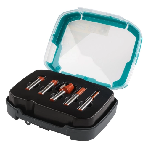 Coffret de 5 Fraises à Rainurer en Carbure de Tungstène, Queue de Diamètre 8 mm - wolfcraft 8753000