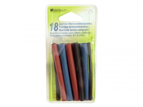 18 Gaines Thermorétractables Rouge/Noir/Bleu, L.0.08M, Zenitech
