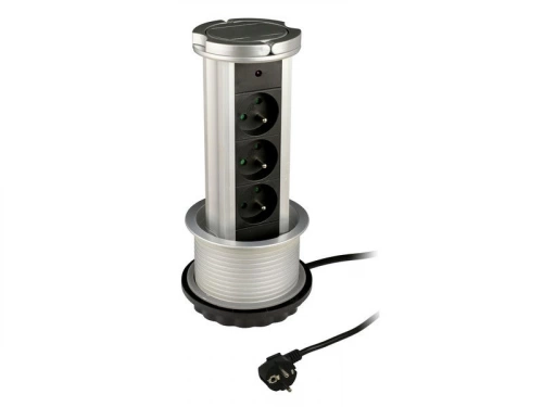 Bloc Encastrable Filaire, 3 Prises Noir Zenitech