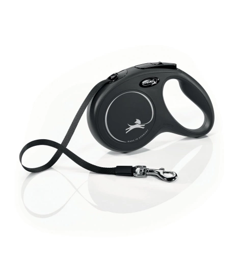 Laisse chien flexi classic sangle M, 5 m noire